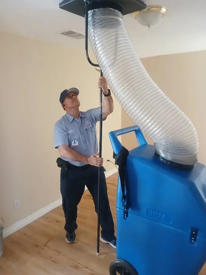 Mini Split Installation technician using HEPA equipment in Hermosa Beach